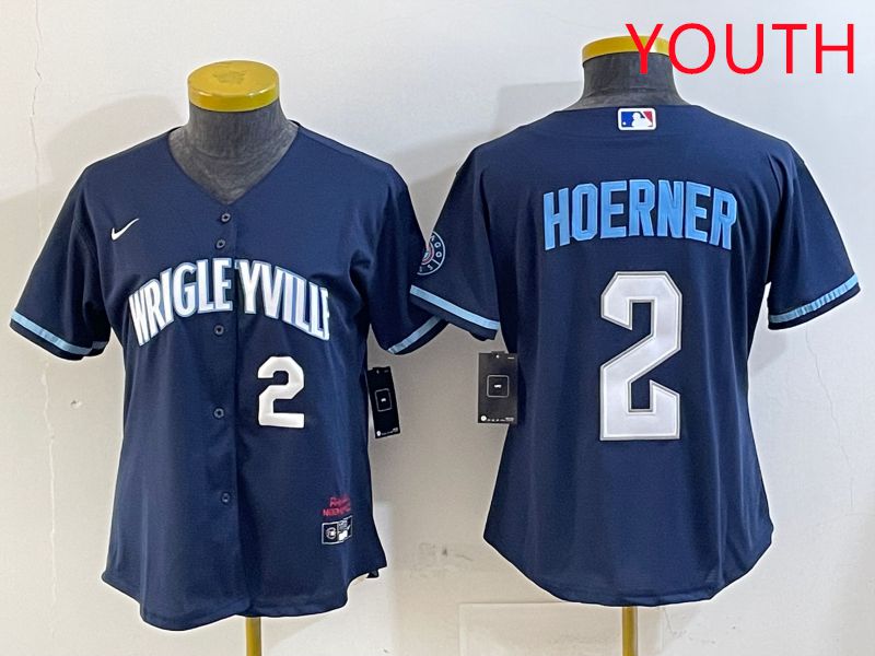 Youth Chicago Cubs #2 Hoerner Blue City Edition Game 2025 Nike MLB Jersey style 6->youth mlb jersey->Youth Jersey